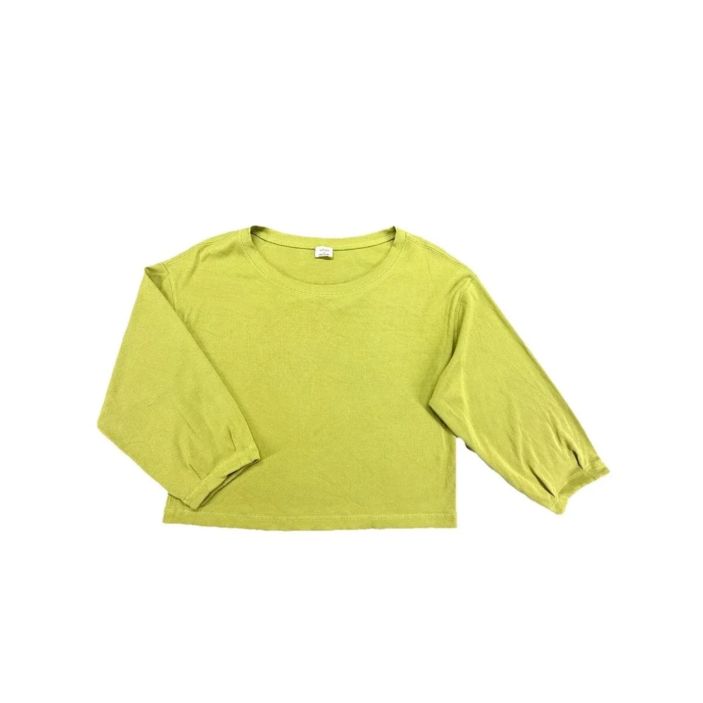 Aritzia‎ Wilfred Women Gabie Long Sleeve Tshirt Lime Green Size M
